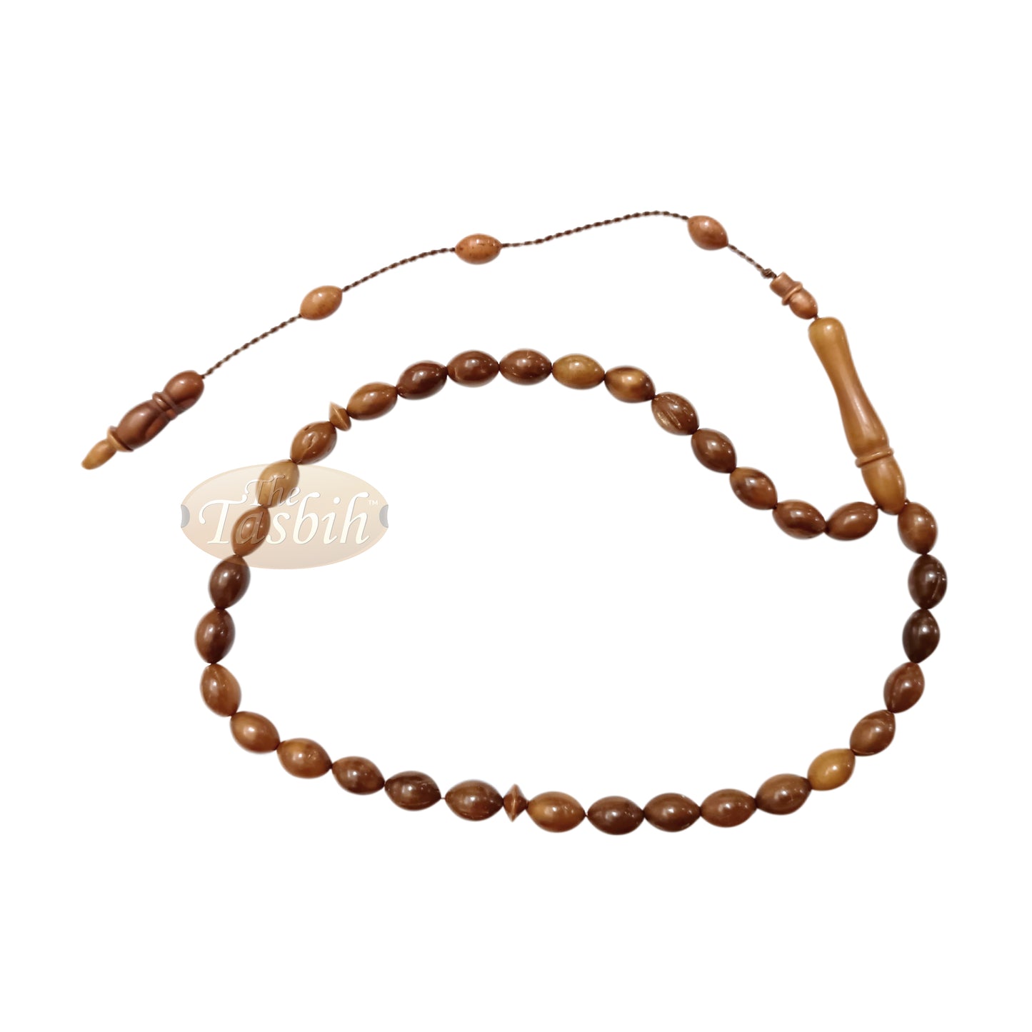 Genuine Kuka Tasbih 6x9 mm Date-Shaped - Muslim Misbaha Natural Color