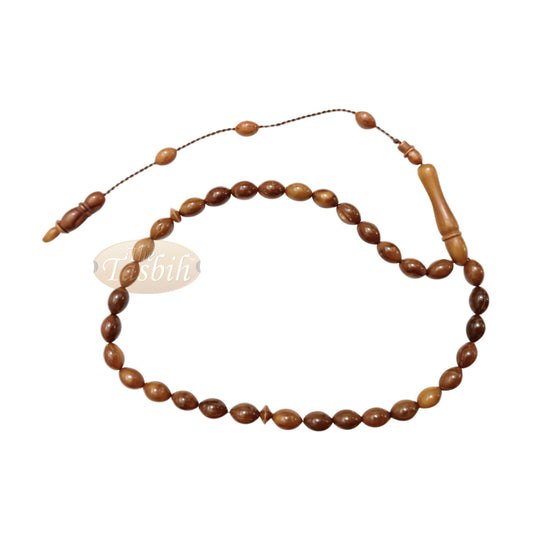 Genuine Kuka Tasbih 6x9 mm Date-Shaped - Muslim Misbaha Natural Color