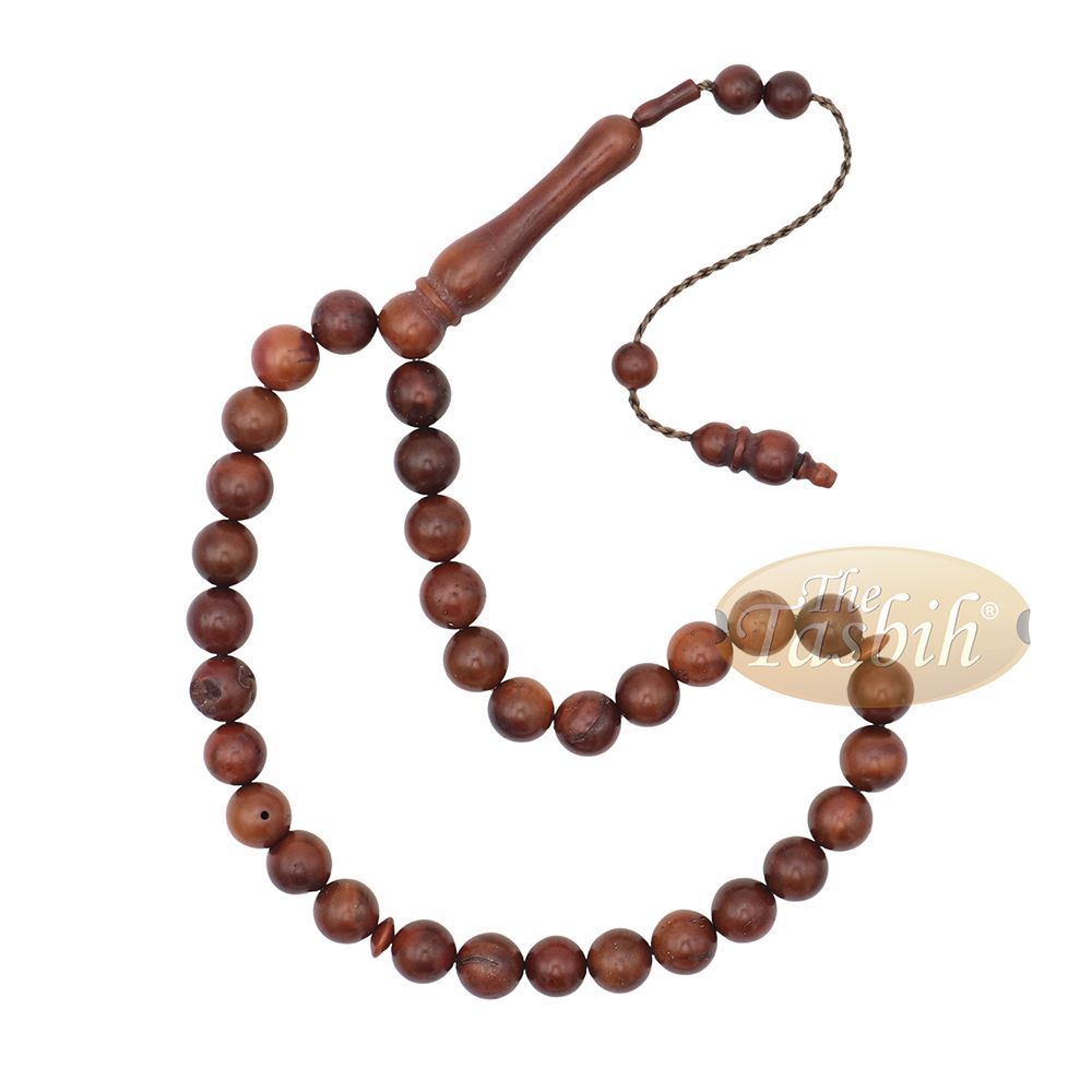 Genuine Kuka Tasbih Small 33-Ct Natural Color Islamic 8 mm Bead Handcrafted Turkish Seed Prayer Beads Sibha Misbaha Dhikr Tasbeeh Gift Boxed