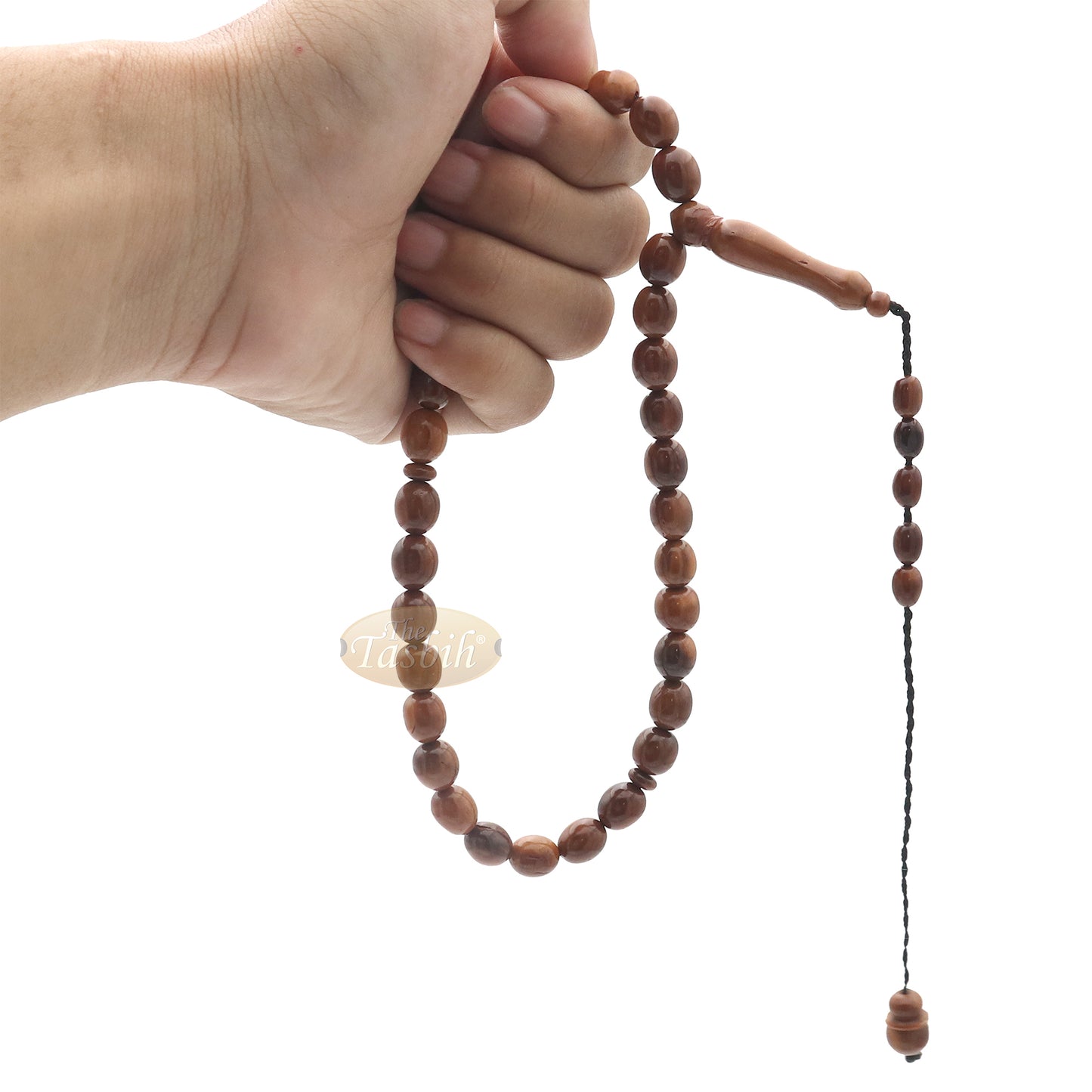 Tasbih Kuka Asli - 9x12 mm Manik Oval dari Kayu Biji Kuka