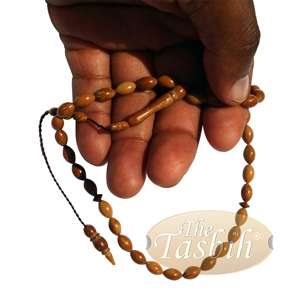 Tasbih Kuka Kecil 6x10 mm Bentuk Kurma Warna Natural dengan 33 Butir - Edisi Terbatas