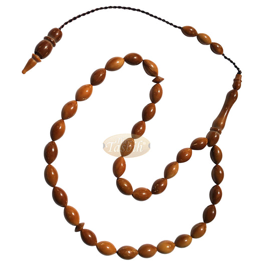 Small Kuka Tasbih 6x10 mm Date-Shaped Natural Color with 33 Beads - Limited Edition
