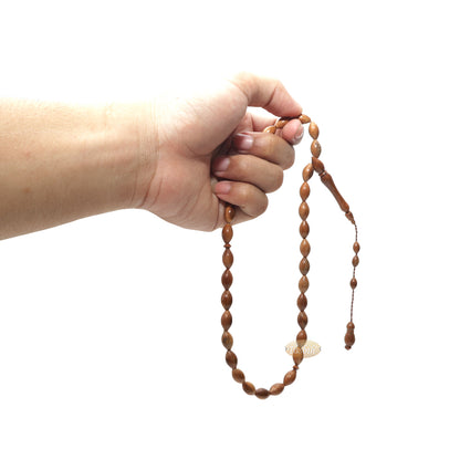 Genuine Kuka Tasbih - 8x10 mm Small 33-Bead Long Tapered Oval Shaped Natural Color
