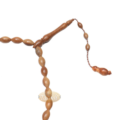 Genuine Kuka Tasbih – 8X10mm Small 33-Bead Long Tapered Oval Shaped Natural Color