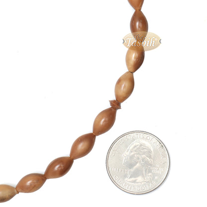 Genuine Kuka Tasbih - 8x10 mm Small 33-Bead Long Tapered Oval Shaped Natural Color