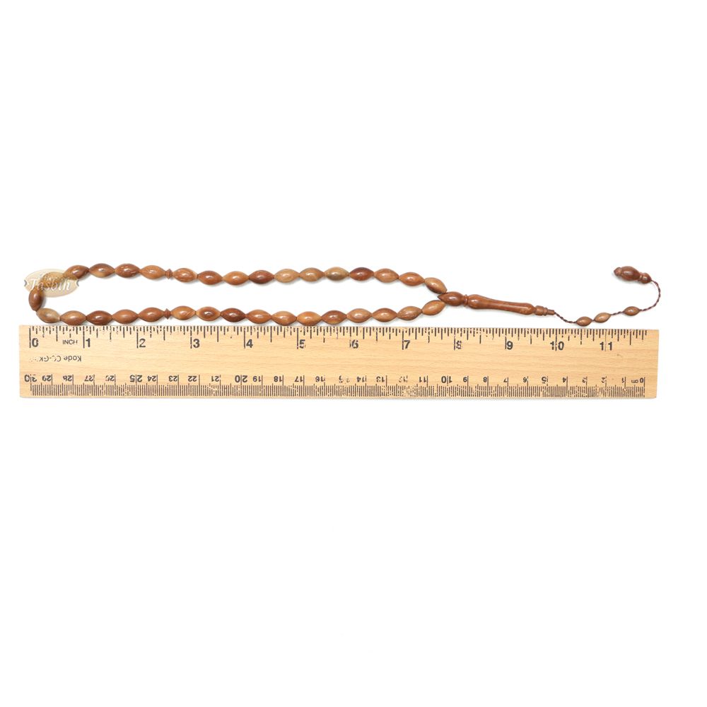 Genuine Kuka Tasbih – 8×10 mm Small 33-Bead Long Tapered Oval Shaped Natural Color