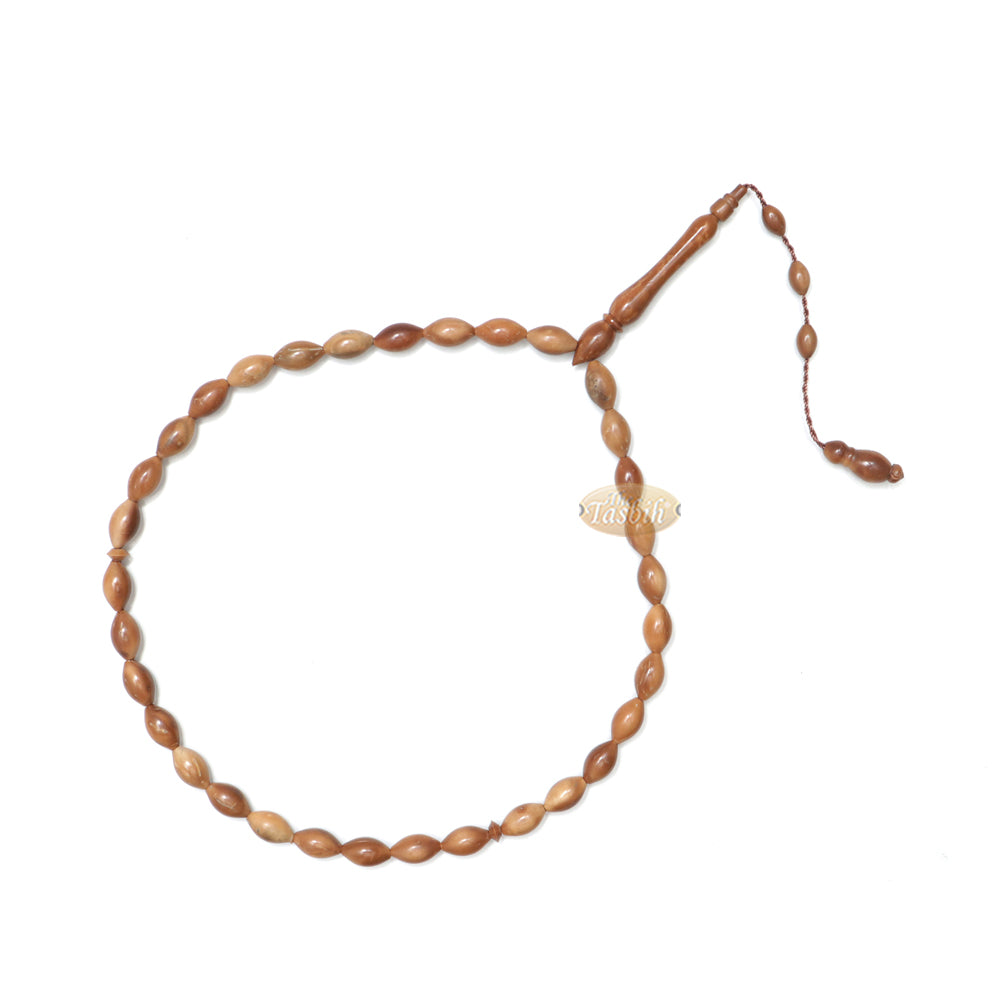 Genuine Kuka Tasbih - 8x10 mm Small 33-Bead Long Tapered Oval Shaped Natural Color