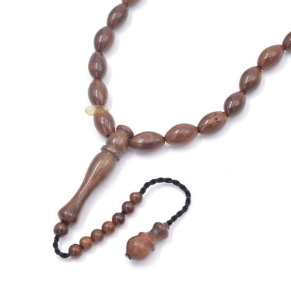 Genuine Kuka Tasbih – 8×13 mm Small 33-Bead Long Tapered Oval Shaped Natural Color
