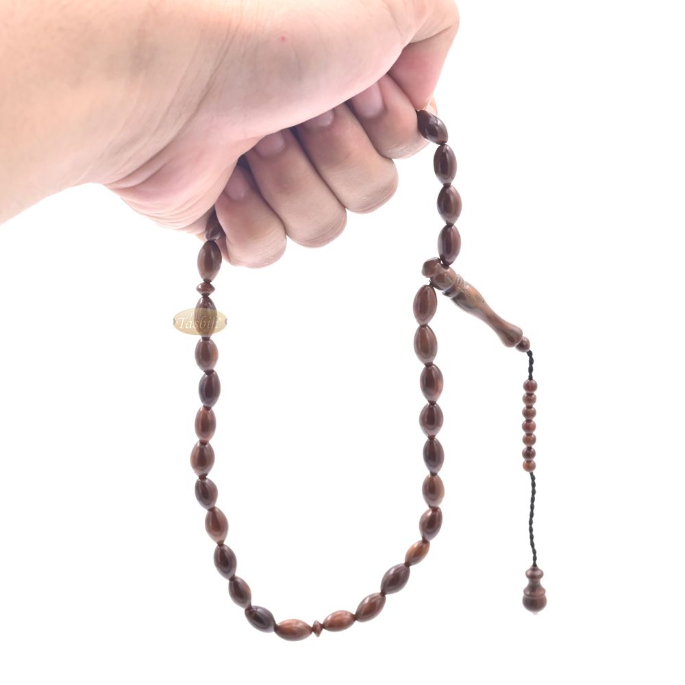Genuine Kuka Tasbih – 8×13 mm Small 33-Bead Long Tapered Oval Shaped Natural Color