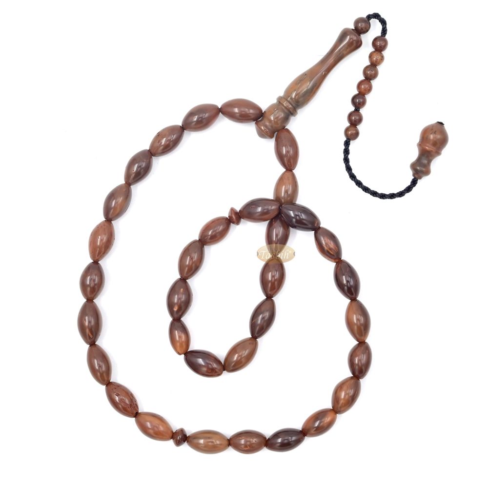 Genuine Kuka Tasbih – 8×13 mm Small 33-Bead Long Tapered Oval Shaped Natural Color