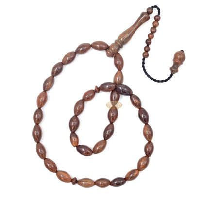 Genuine Kuka Tasbih – 8×13 mm Small 33-Bead Long Tapered Oval Shaped Natural Color
