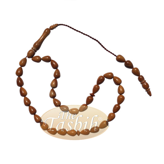 Small Kuka Tasbih Islamic Prayer Beads 6.5x9 mm Pear-Shaped Natural Color Genuine Turkish Tasbih Style Sibha