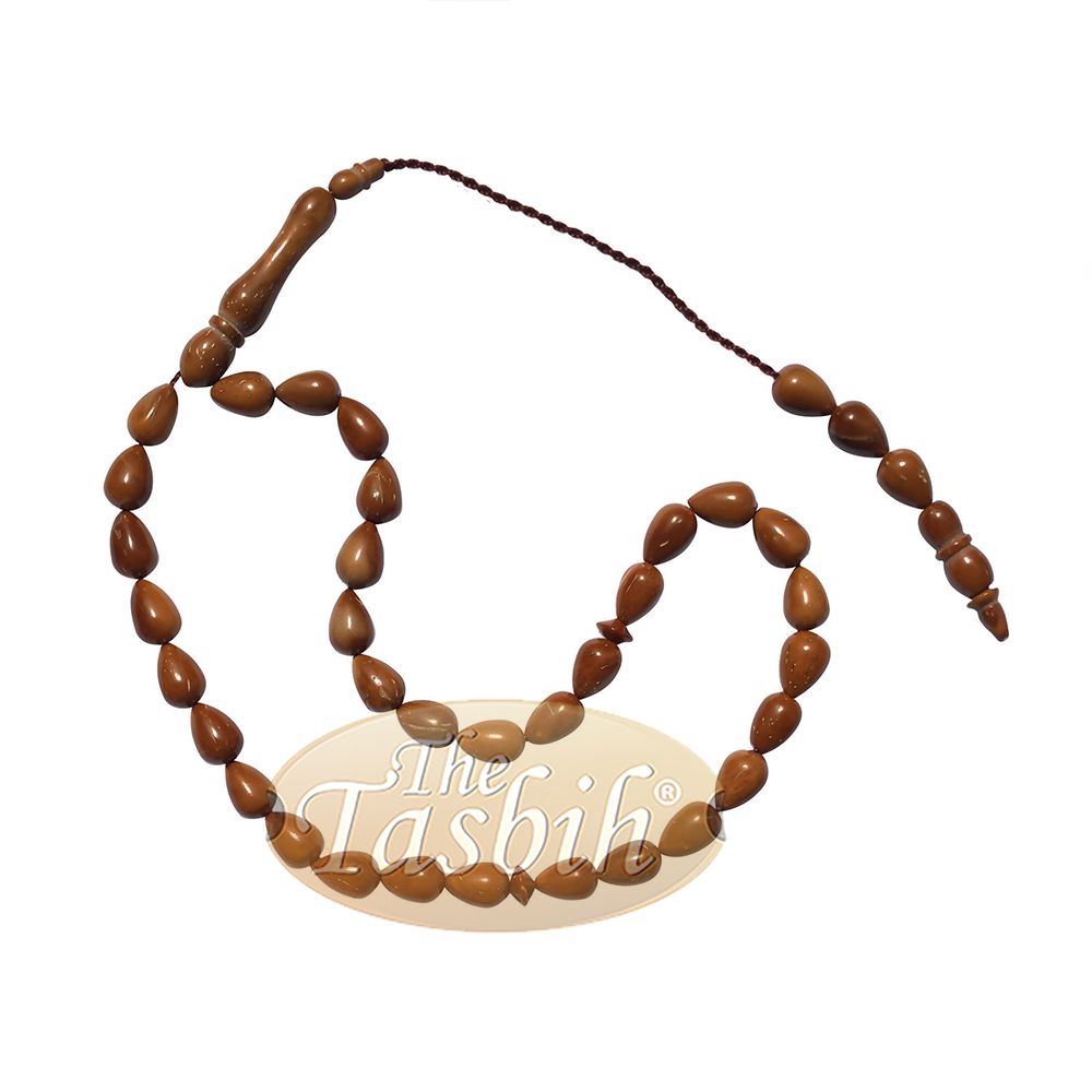 Small Kuka Tasbih Islamic Prayer Beads 6.5×9 mm Pear-Shaped Natural Color Genuine Turkish Tasbih Style Sibha