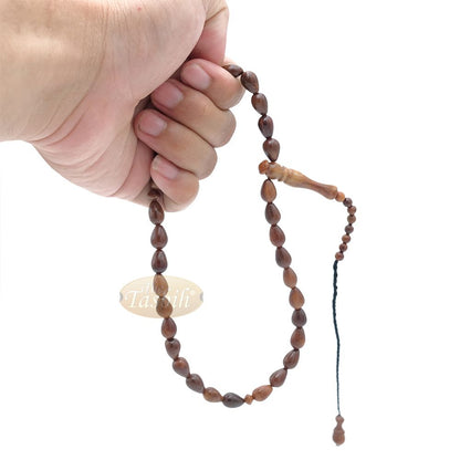 Genuine Kuka Pear Shape 33-bead Misbaha – Natural 7x10mm Muslim Prayer Beads