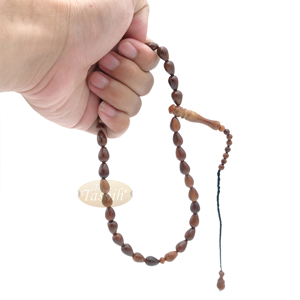 Genuine Kuka Pear Shape 33-bead Misbaha - Natural 7x10mm Muslim Prayer Beads