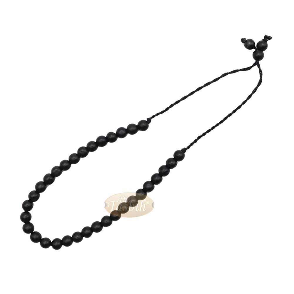 Small Kuka 33ct Tasbih Bracelet – Handcrafted 5 mm Round Genuine Black Color Seed Prayer Rosary Beads in Gift Box