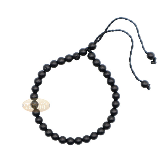Small Kuka 33ct Tasbih Bracelet - Handcrafted 5 mm Round Genuine Black Color Seed Prayer Rosary Beads in Gift Box