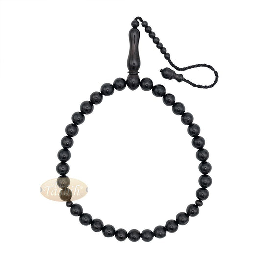 Black Kuka 33ct Tasbih Prayer Beads – Handcrafted 9 mm Round Genuine Natural Color Shiny Seed Rosary Beads in Gift Box
