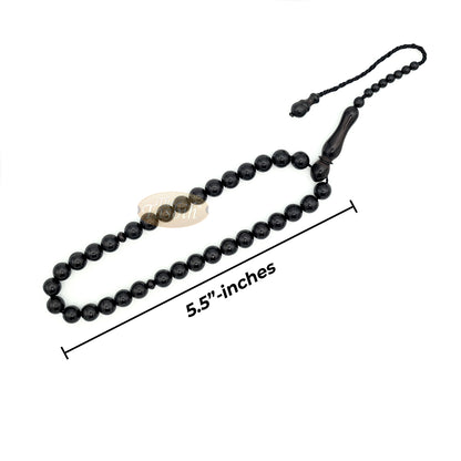 Black Kuka 33ct Tasbih Prayer Beads - Handcrafted 9 mm Round Genuine Natural Color Shiny Seed Rosary Beads in Gift Box