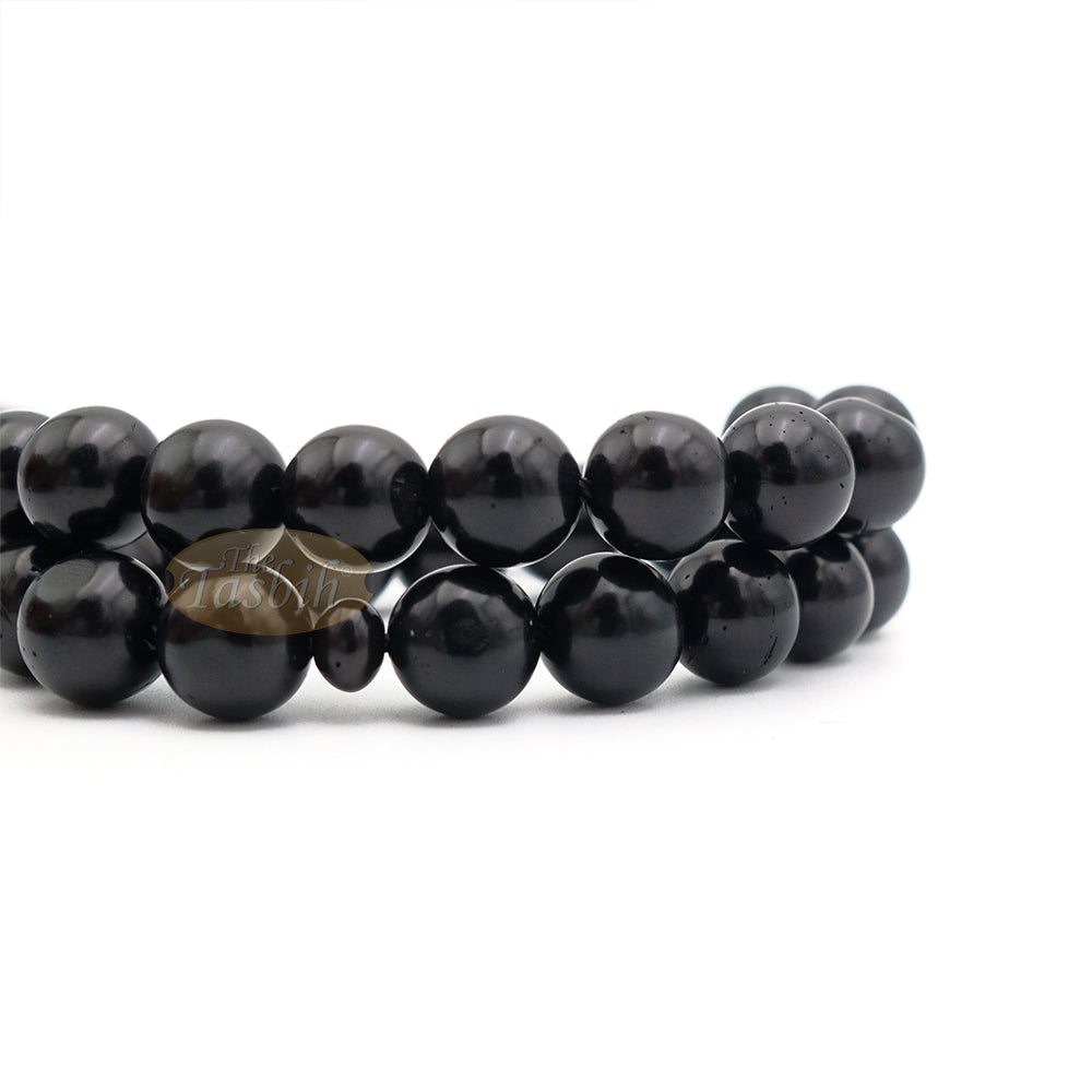 Black Kuka 33ct Tasbih Prayer Beads - Handcrafted 9 mm Round Genuine Natural Color Shiny Seed Rosary Beads in Gift Box