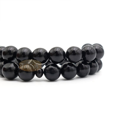 Black Kuka 33ct Tasbih Prayer Beads - Handcrafted 9 mm Round Genuine Natural Color Shiny Seed Rosary Beads in Gift Box
