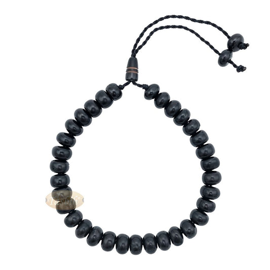 Small Black Kuka 33ct Tasbih Bracelet – Adjustable Handcrafted 5×8 mm Short Barrel Genuine Seed Misbaha in Gift Box