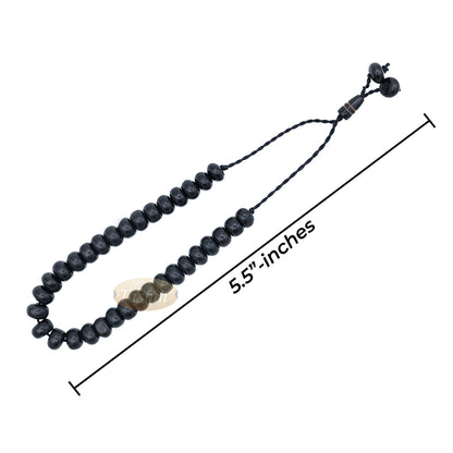 Small Black Kuka 33ct Tasbih Bracelet – Adjustable Handcrafted 5x8mm Short Barrel Genuine Seed Misbaha in Gift Box