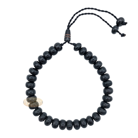 Small Black Kuka 33ct Tasbih Bracelet – Adjustable Handcrafted 5×8 mm Short Barrel Genuine Seed Misbaha in Gift Box