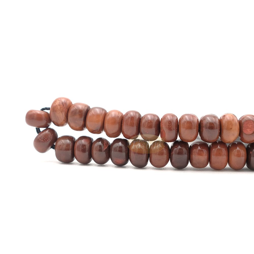 Small Kuka 33ct Tasbih Prayer Beads – Adjustable Handcrafted 5×8 mm Short Barrel Genuine Natural Color Shiny Seed Rosary Beads in Gift Box