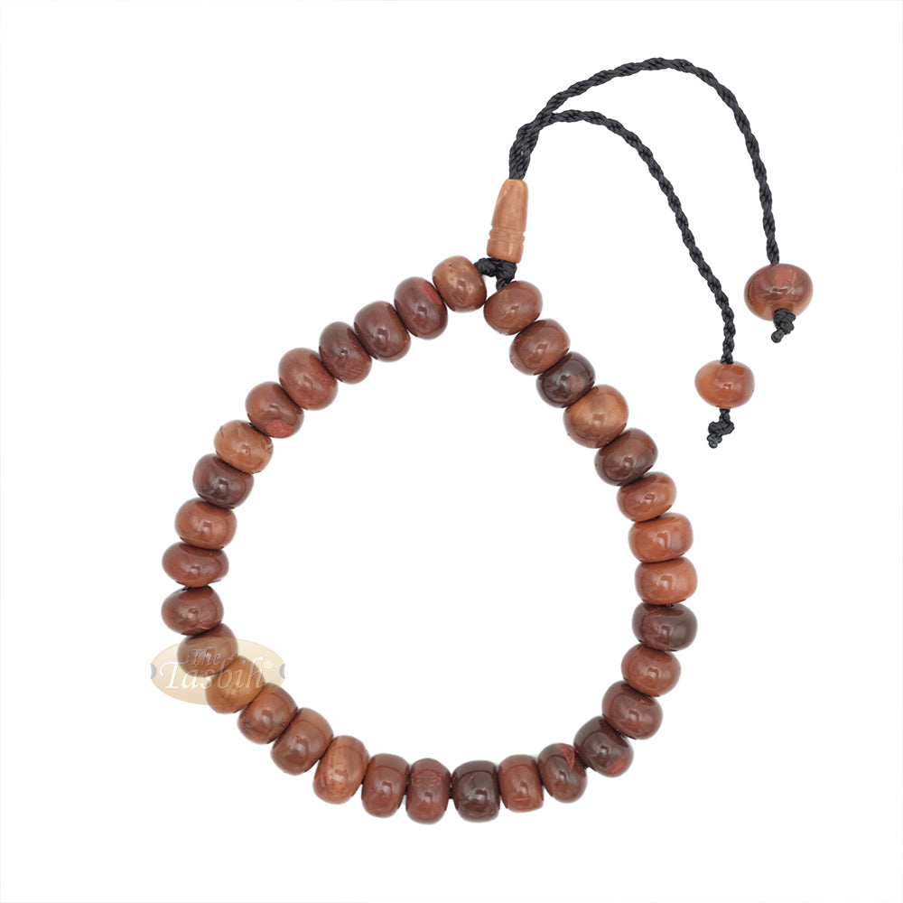 Small Kuka 33ct Tasbih Prayer Beads - Adjustable Handcrafted 5x8 mm Short Barrel Genuine Natural Color Shiny Seed Rosary Beads in Gift Box