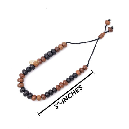 Mix Brown & Black Kuka 33ct Tasbih Bracelet – Adjustable Handcrafted 5×8 mm Short Barrel Genuine Seed Misbaha in Gift Box