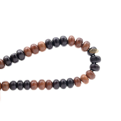 Mix Brown & Black Kuka 33ct Tasbih Bracelet – Adjustable Handcrafted 5×8 mm Short Barrel Genuine Seed Misbaha in Gift Box