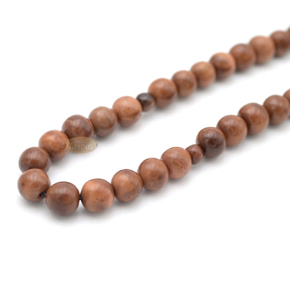 Natural Kuka 8 mm Palm Seed Tasbih - 33-bead with Brown Yarn Stops