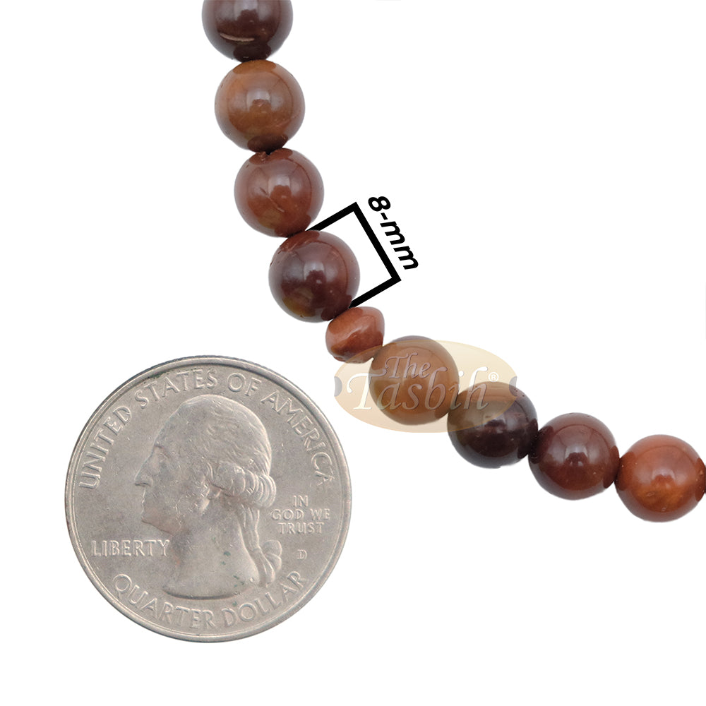 Tasbih Biji Palem Kuka Alami 8 mm - 33 manik dengan Penahan Benang Hijau