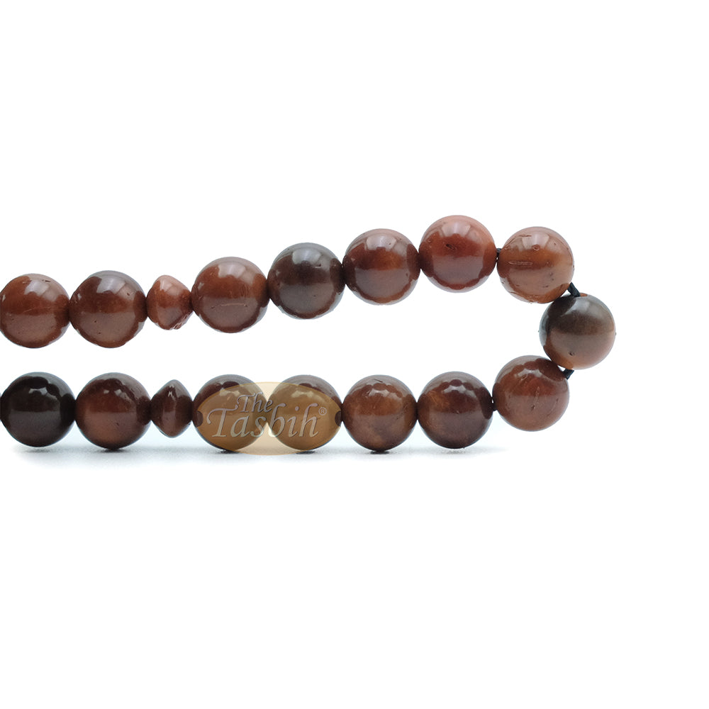 Tasbih Biji Palem Kuka Alami 8 mm - 33 manik dengan Penahan Benang Hijau