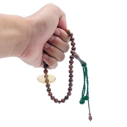 Tasbih Biji Palem Kuka Alami 8 mm - 33 manik dengan Penahan Benang Hijau