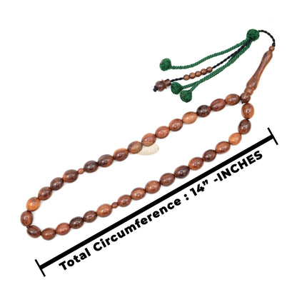 Medium 12x10mm Genuine Kuka Misbaha - Handcrafted 33-bead Muslim Prayer Beads Tasbih