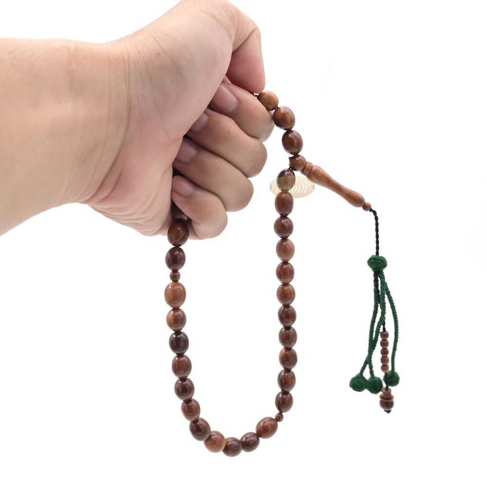 Medium 12x10mm Genuine Kuka Misbaha – Handcrafted 33-bead Muslim Prayer Beads Tasbih