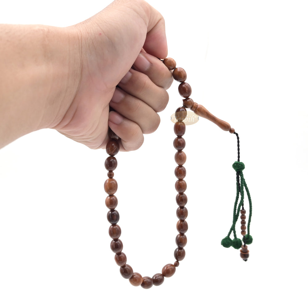 Medium 12x10mm Genuine Kuka Misbaha - Handcrafted 33-bead Muslim Prayer Beads Tasbih