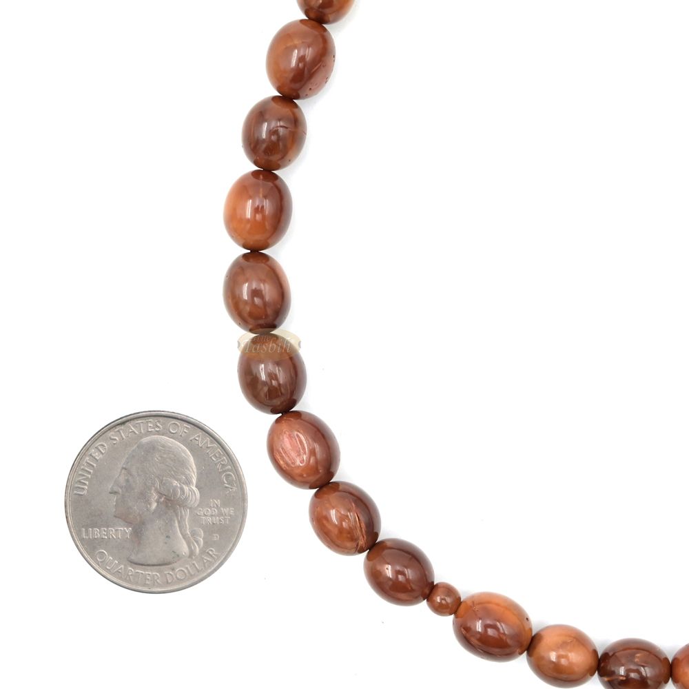 Medium 12x10mm Genuine Kuka Misbaha – Handcrafted 33-bead Muslim Prayer Beads Tasbih