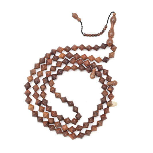 Genuine Kuka Double Cone 99 Bead Muslim Prayer Tasbih Brown Fits Over Head