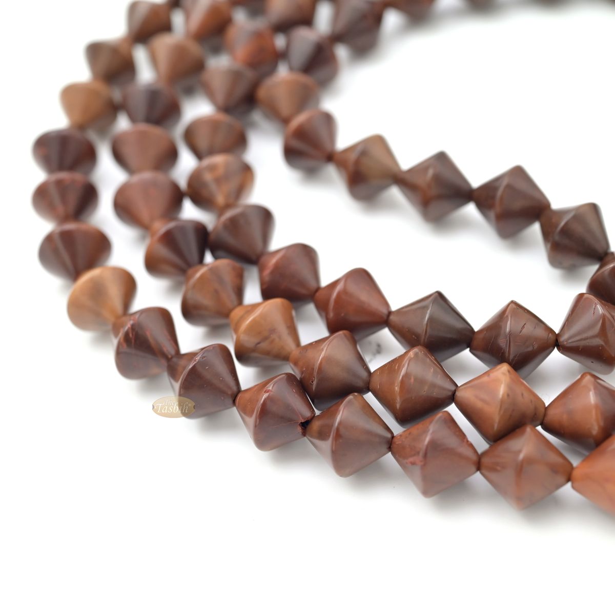 Genuine Kuka Double Cone 99 Bead Muslim Prayer Tasbih Brown Fits Over Head