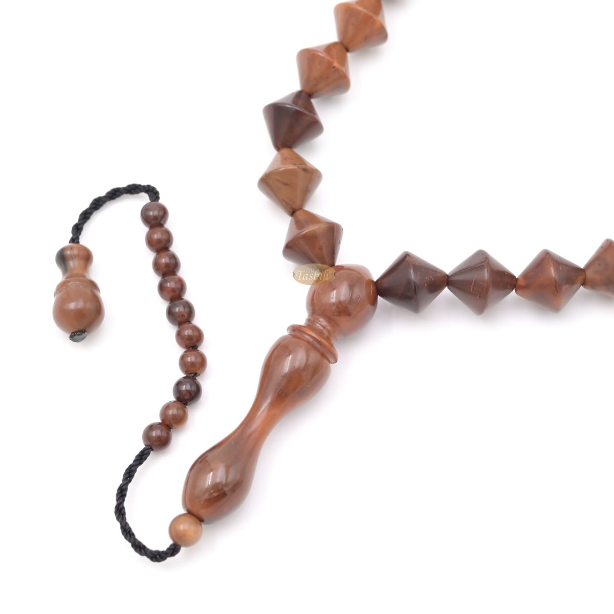 Genuine Kuka Double Cone 99 Bead Muslim Prayer Tasbih Brown Fits Over Head