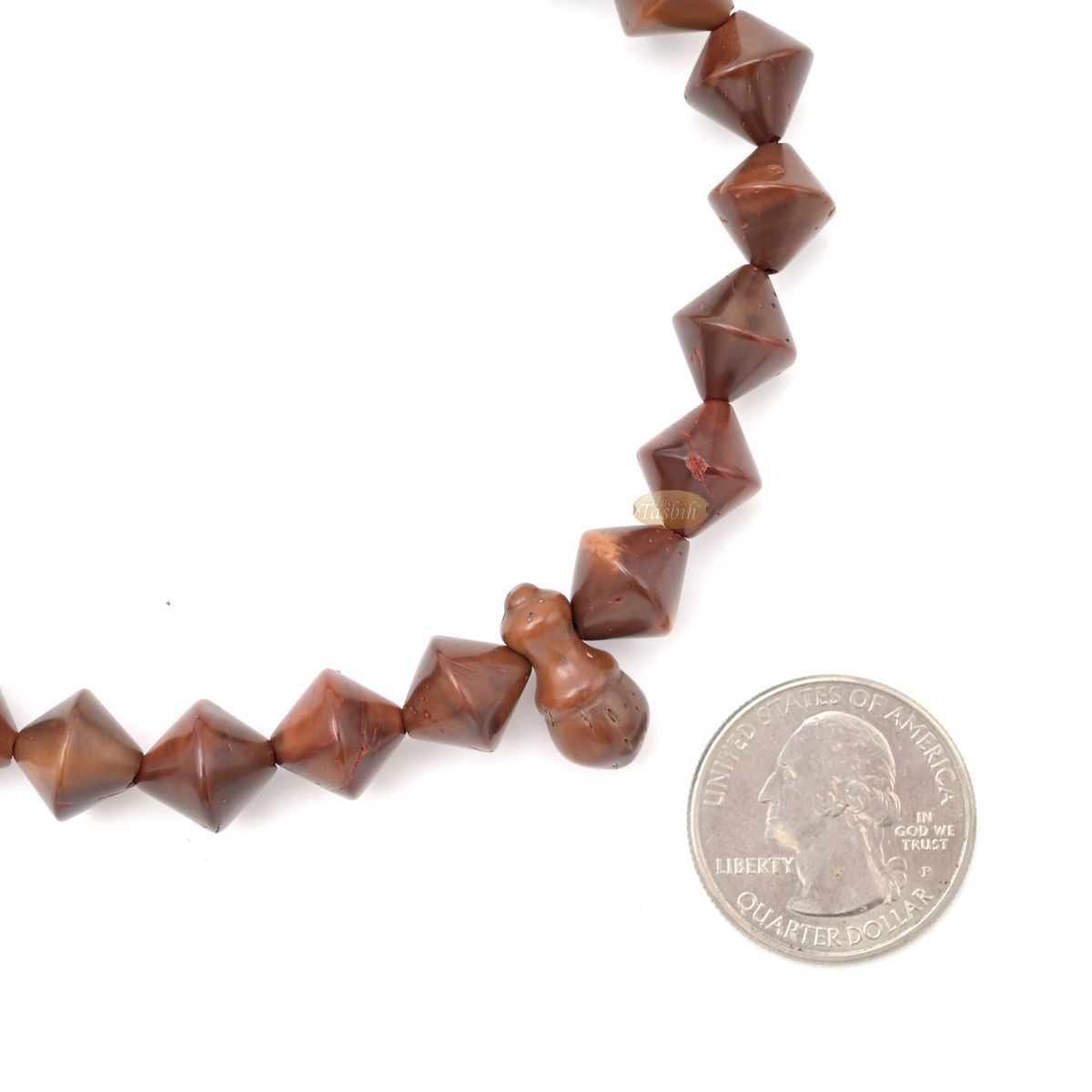 Genuine Kuka Double Cone 99 Bead Muslim Prayer Tasbih Brown Fits Over Head