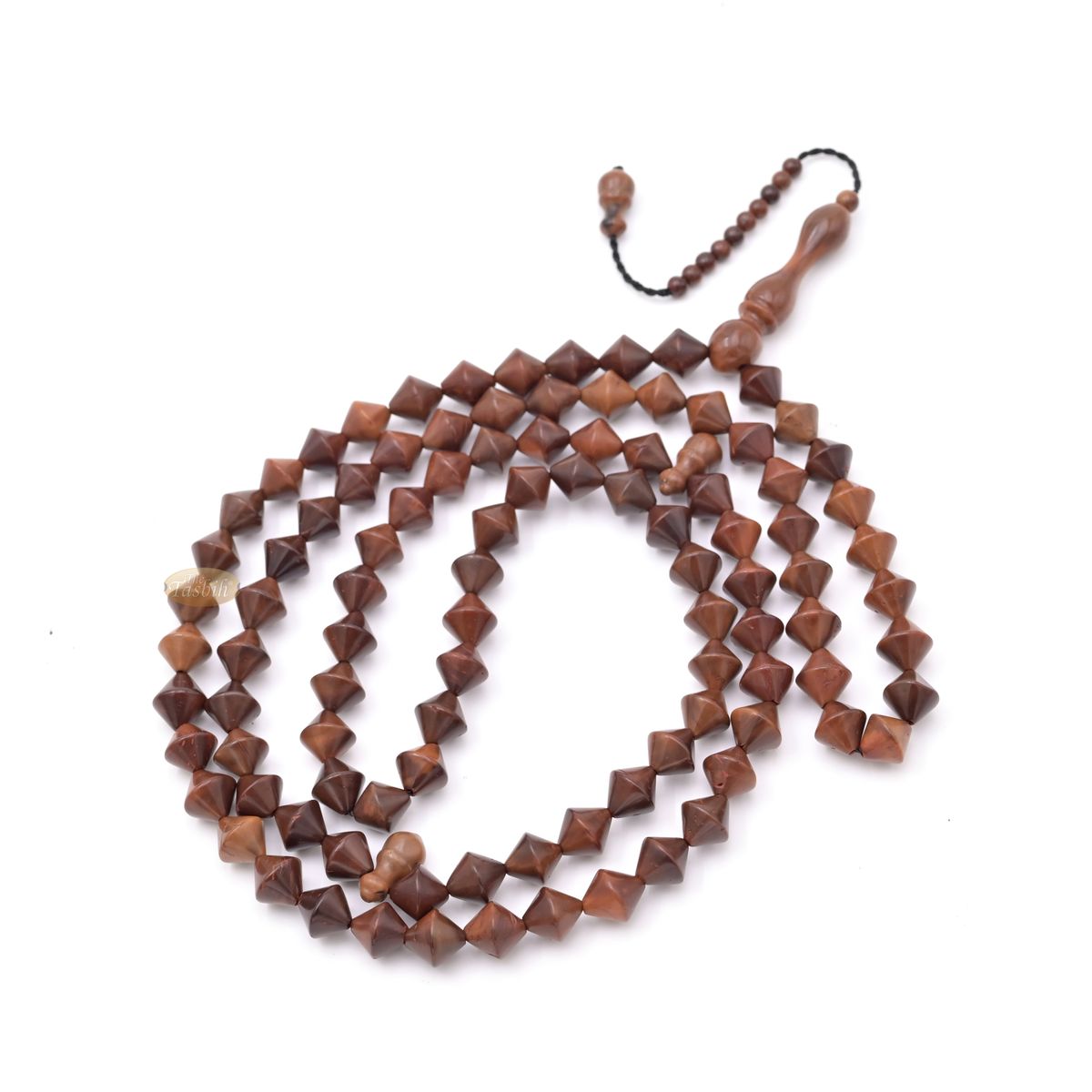Genuine Kuka Double Cone 99 Bead Muslim Prayer Tasbih Brown Fits Over Head