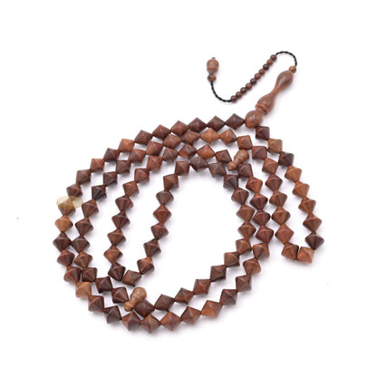 Genuine Kuka Double Cone 99 Bead Muslim Prayer Tasbih Brown Fits Over Head