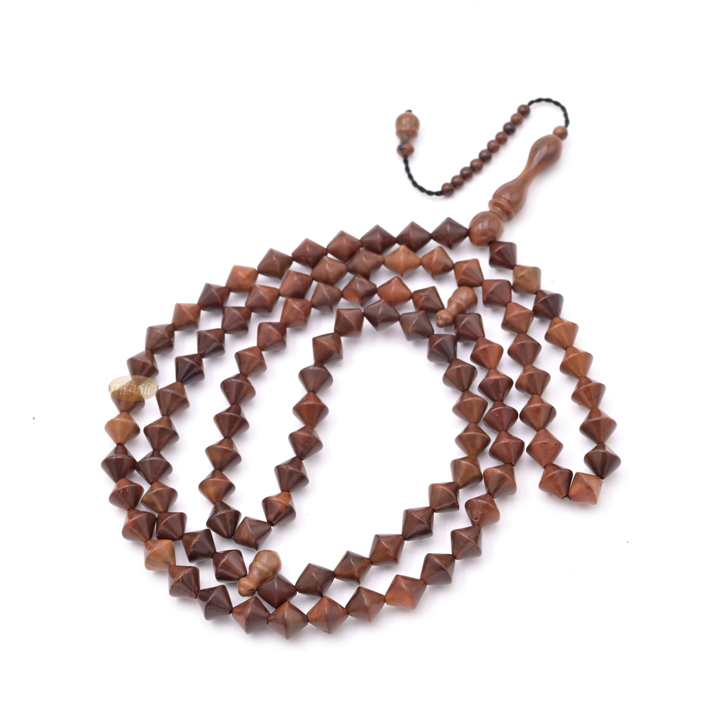 Genuine Kuka Double Cone 99 Bead Muslim Prayer Tasbih Brown Choose Sizes 6.5 to 10mm