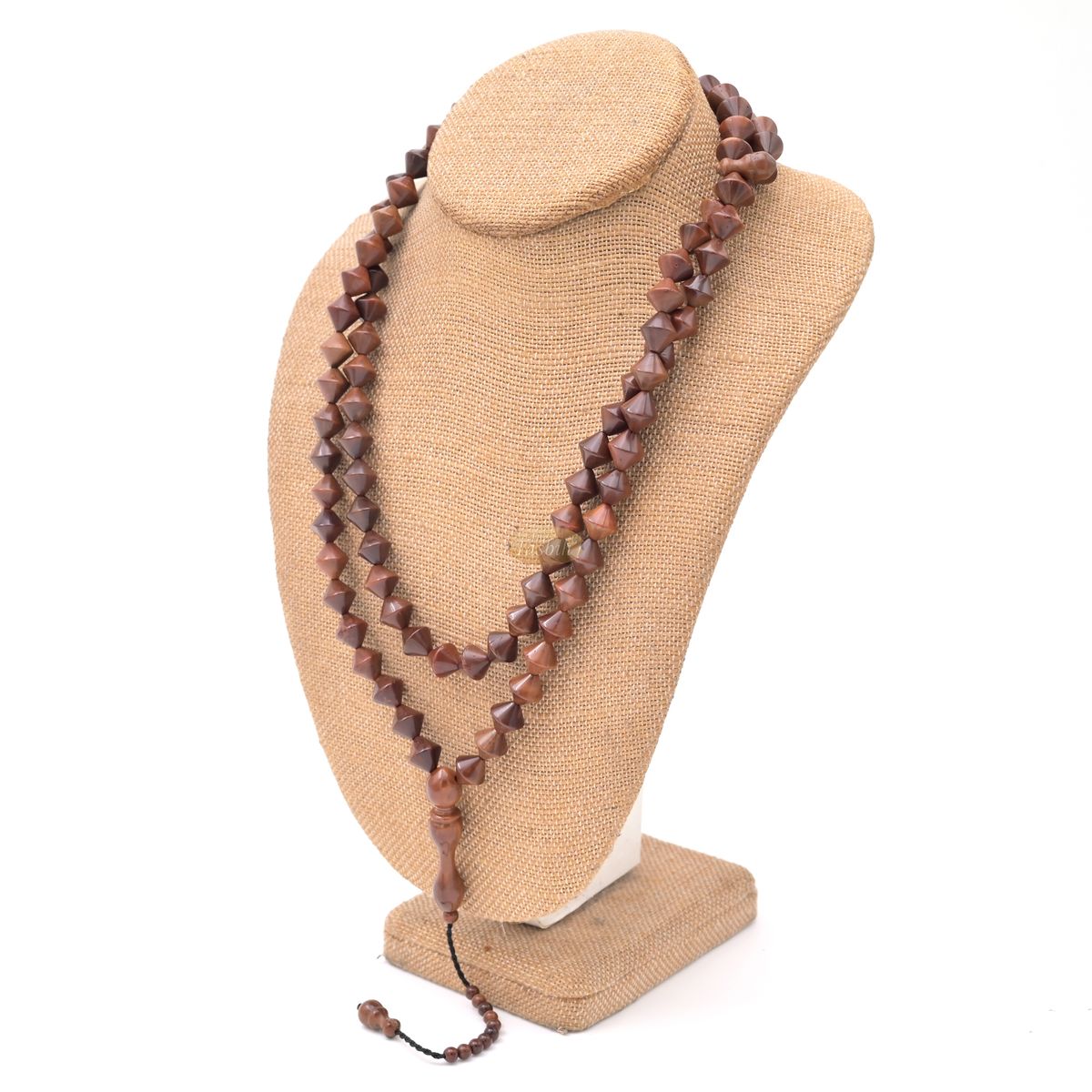 Genuine Kuka Double Cone 99 Bead Muslim Prayer Tasbih Brown Fits Over Head