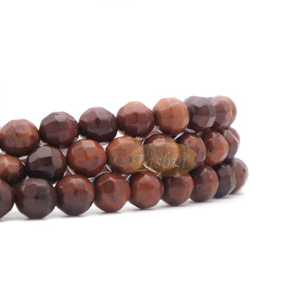 Brown Kuka 99 count Tasbih Prayer Beads - Handcrafted 9 mm Faceted Genuine natural Color Shiny Seed Rosary Beads in Gift Box