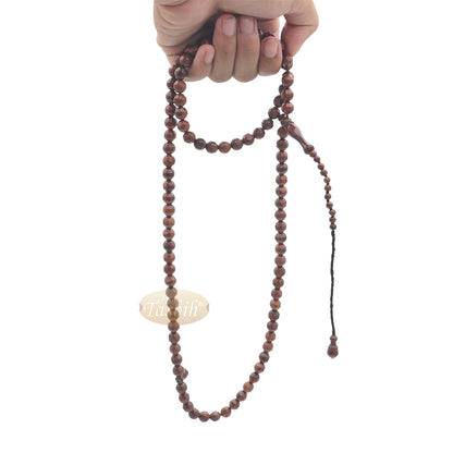 Brown Kuka 99 count Tasbih Prayer Beads - Handcrafted 9 mm Faceted Genuine natural Color Shiny Seed Rosary Beads in Gift Box